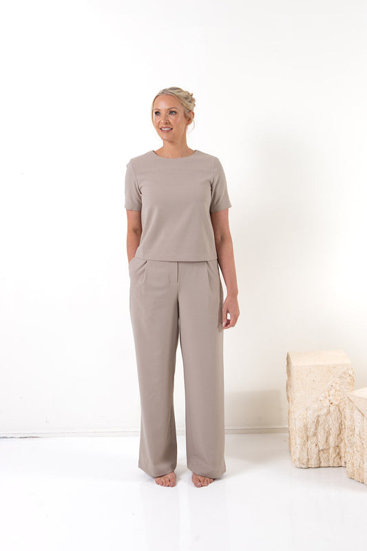 Pumice Stone Short Sleeve Top and Pants