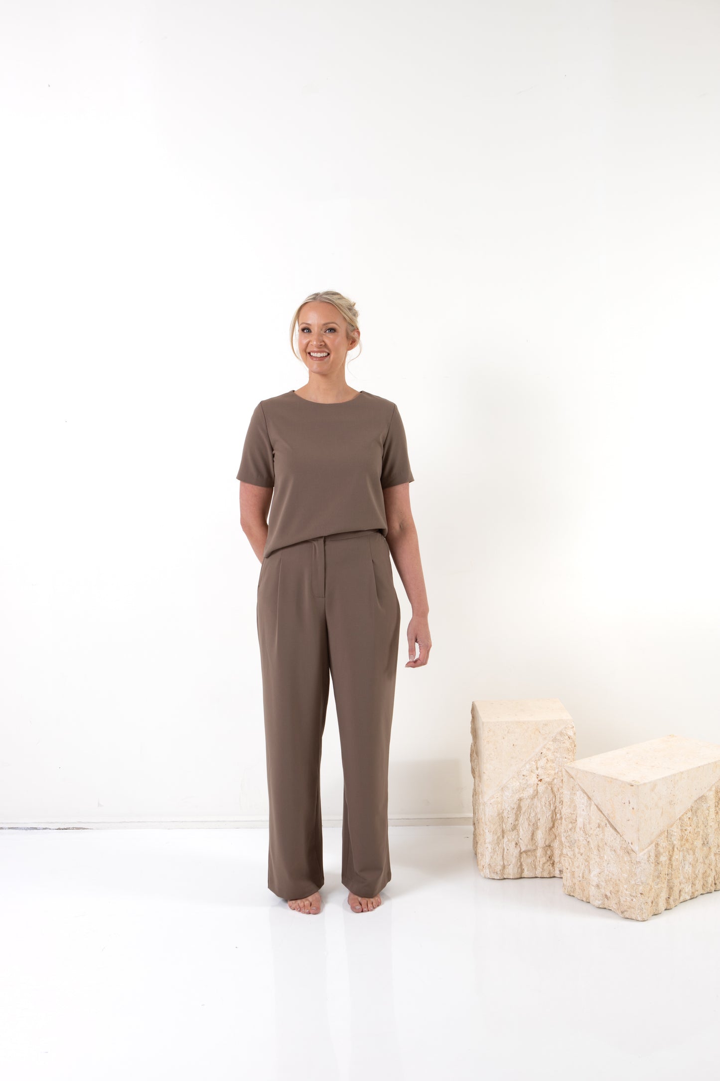 Short Sleeve Top and Pants Set - Pinecone