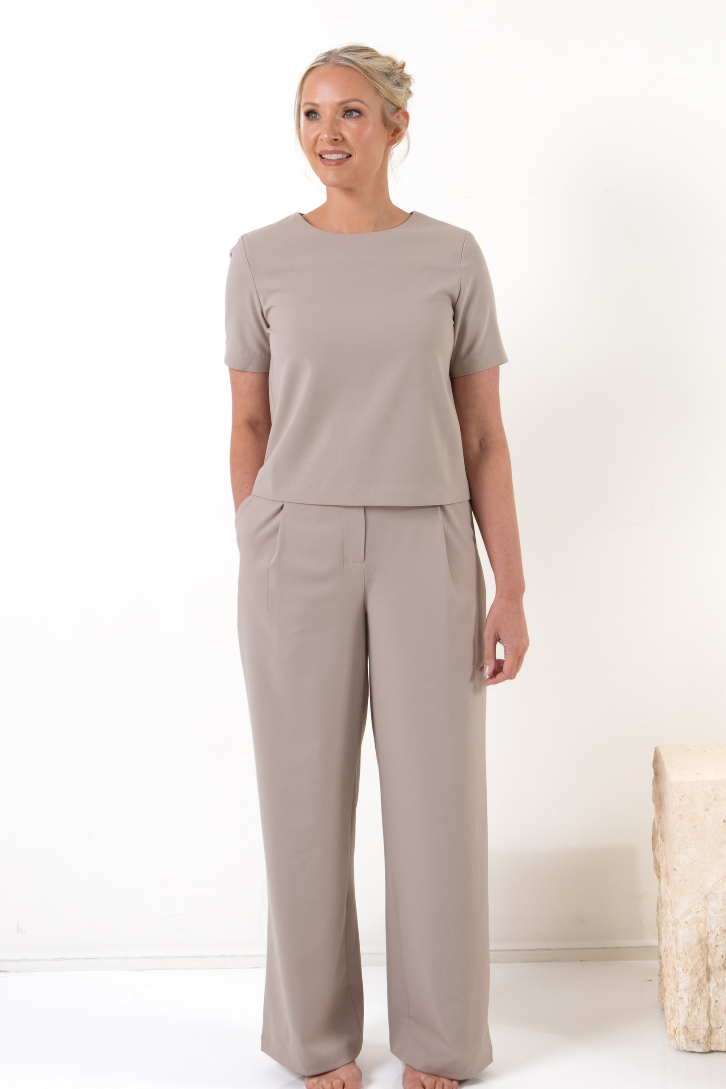 Ultra Soft Short Sleeve Top - Pumice Stone