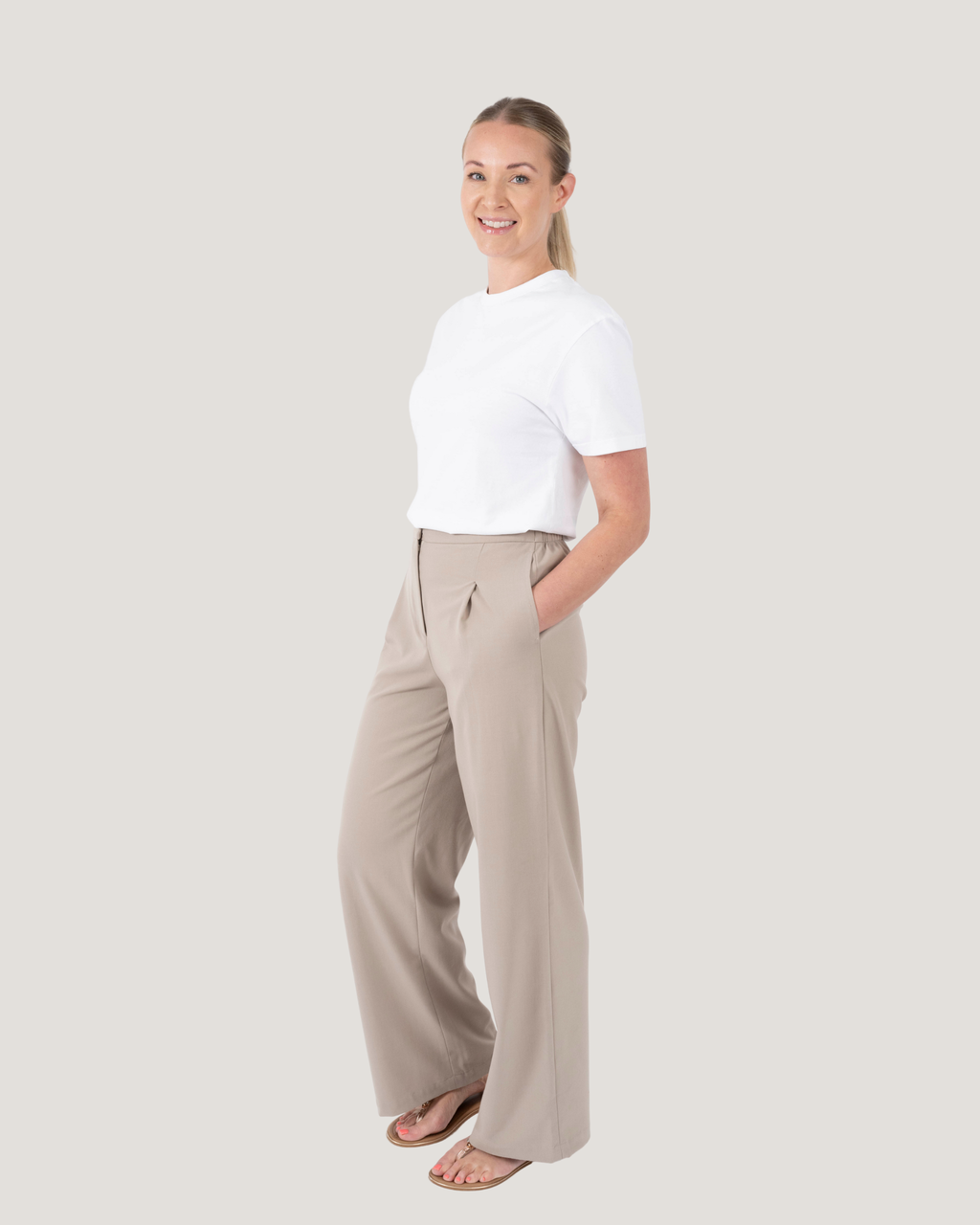 Ultra Soft Wide Leg Pants - Pumice Stone